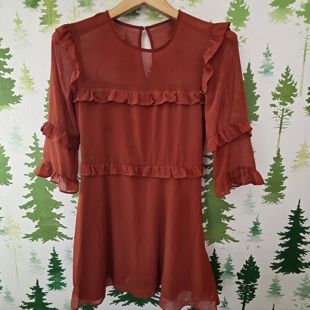 Abercrombie & Fitch Ruffled Rust Dress